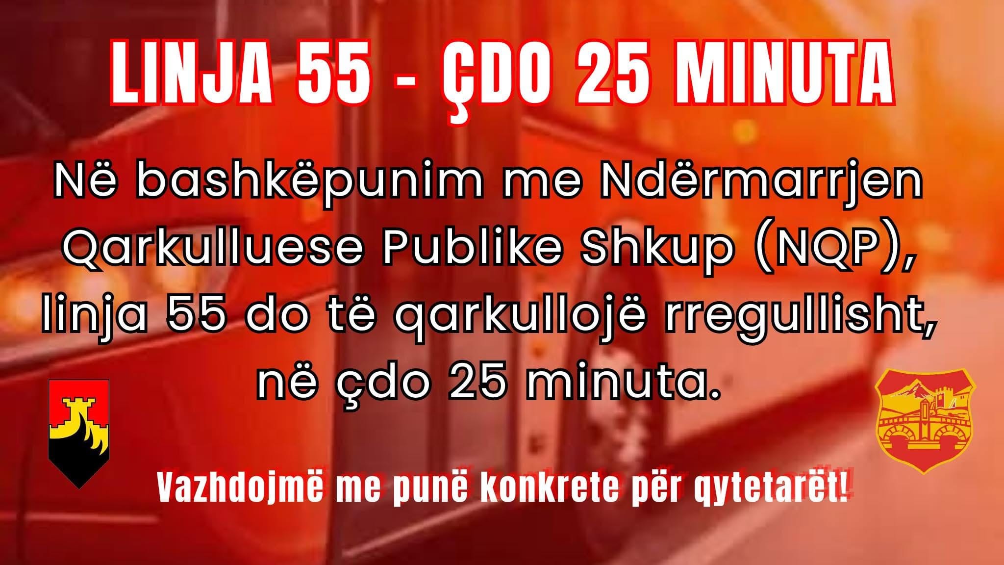 Daut Beqiri realizon premtimin  Linja 55 me transport çdo 25 minuta nga 4 prilli