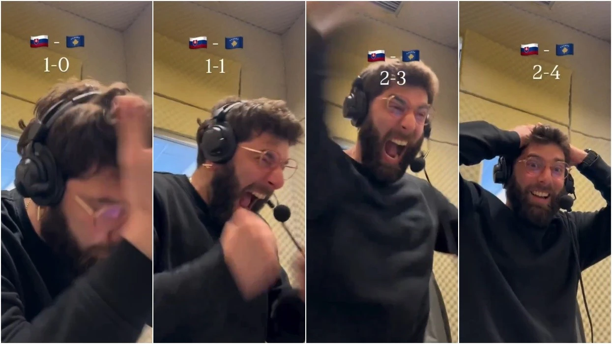 Komentatori kosovar bëhet viral në mediat botërore pas festës së çmendur pas golave të  Dardanëve 