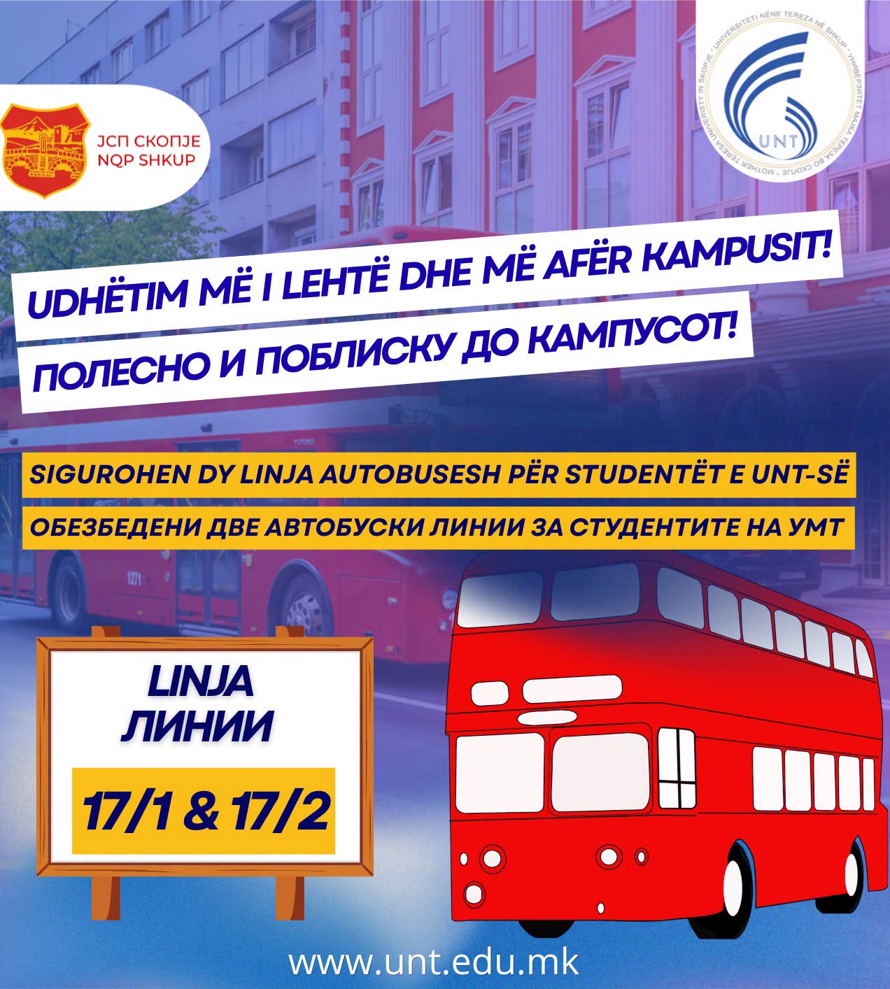 Transport më i lehtë për studentët e Universitetit  Nënë Tereza   dy linja të reja autobusësh